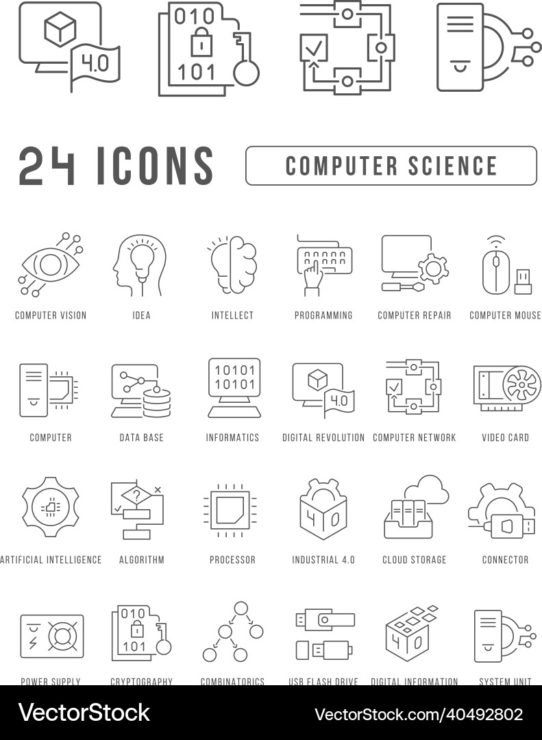 Set von linearen Icons Informatik Set von linearen Icons Informatik vektorbild