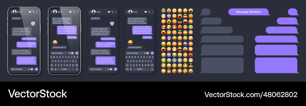 Smartphone messaging app user interface Smartphone messaging app user interface vector image