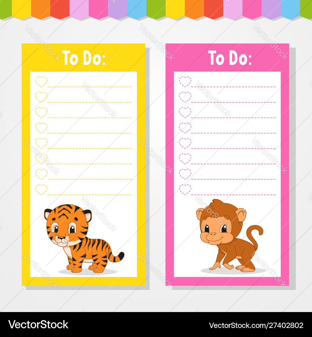 To do list for kids empty template isolated color Vector Image