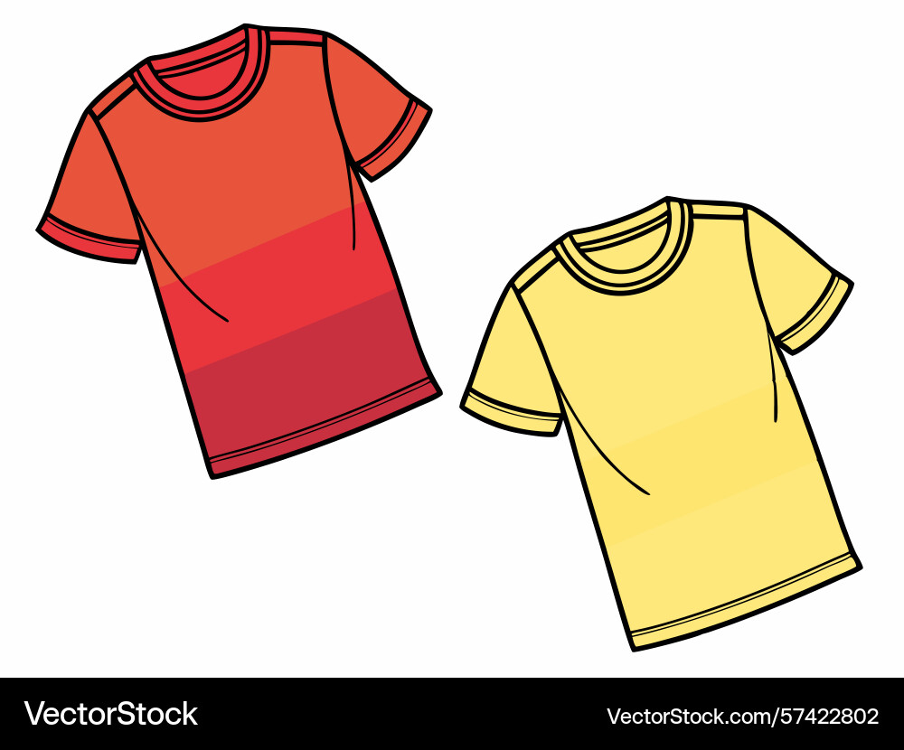 Two stylish t shirts in vibrant red and yellow Vector Image