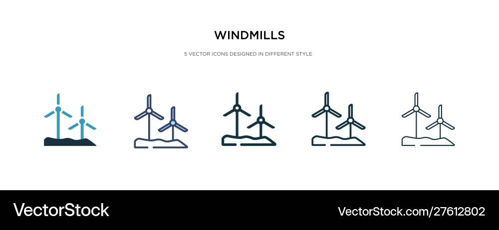 Windmills icon in different style two colored Windmills icon in different style two colored vector image