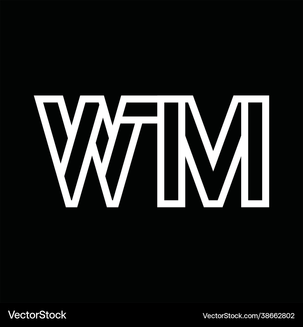Wm logo monogram with line style negative space vector image