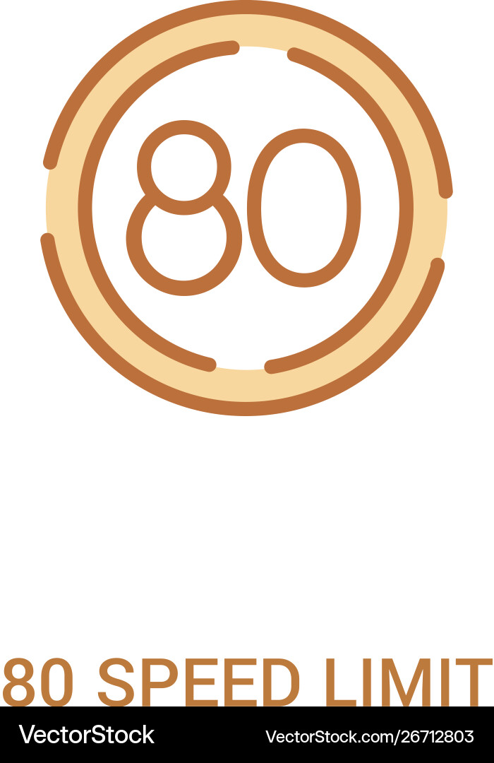 80 speed limit concept 2 colored icon simple line 80 speed limit concept 2 colored icon simple line vector image