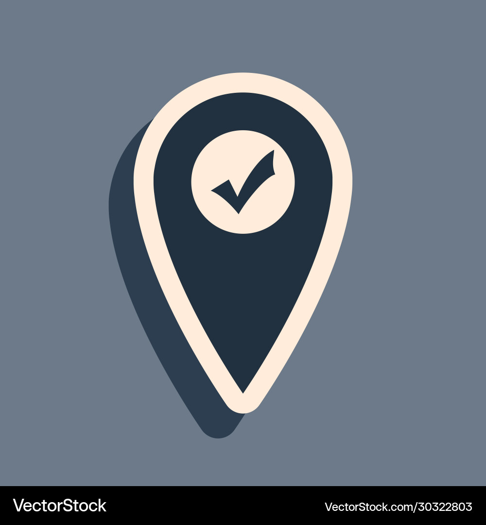 Black map pointer with check mark icon isolated Black map pointer with check mark icon isolated vector image