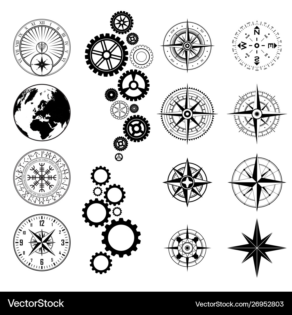 Black Symbolic Elements Set vector image