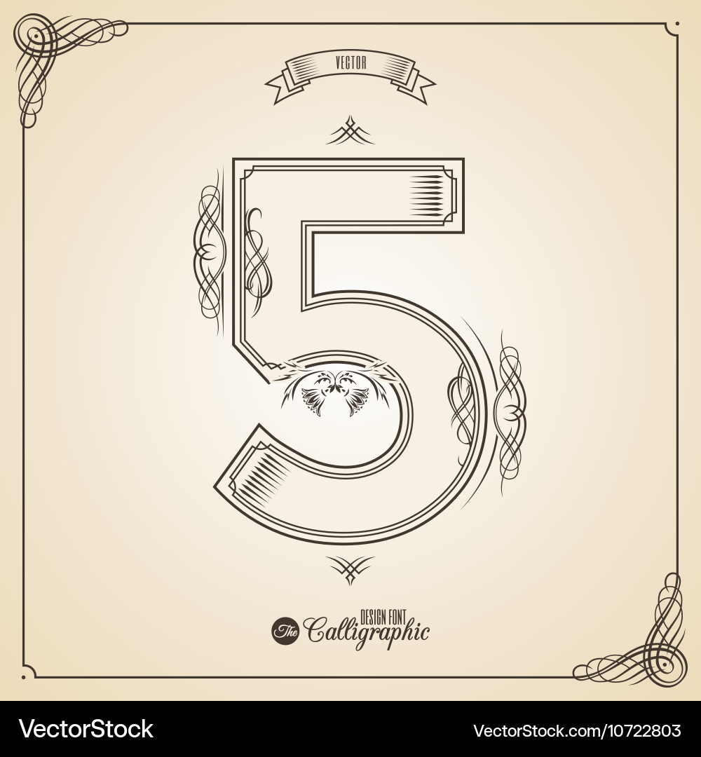 Calligraphic fotn with border frame elements Vector Image