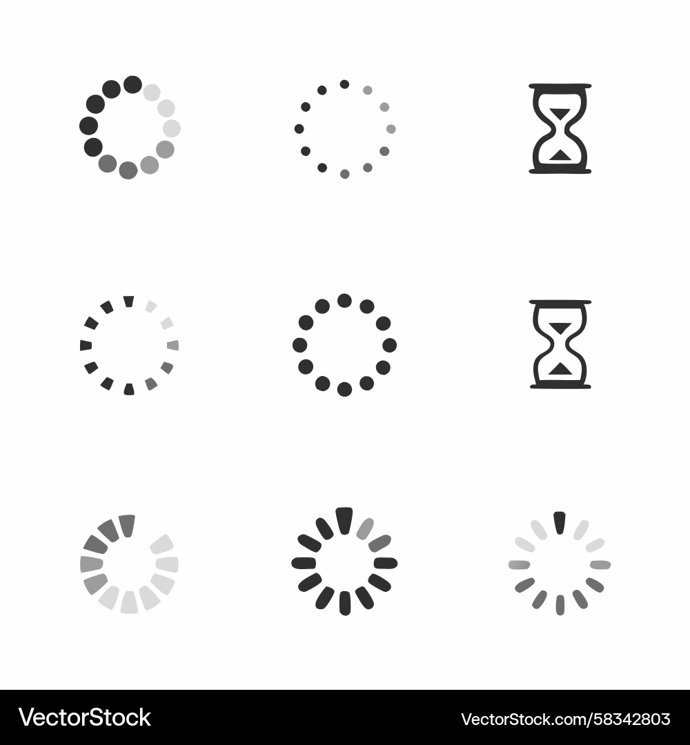 Circular Loading Spinners & Icons Vector Image