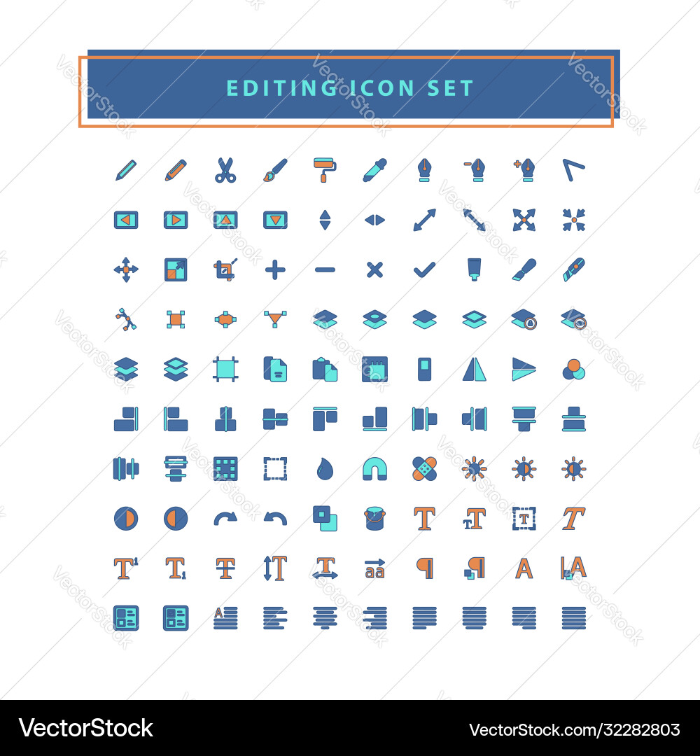 Collection editing tool software icons set Collection editing tool software icons set Vector Image