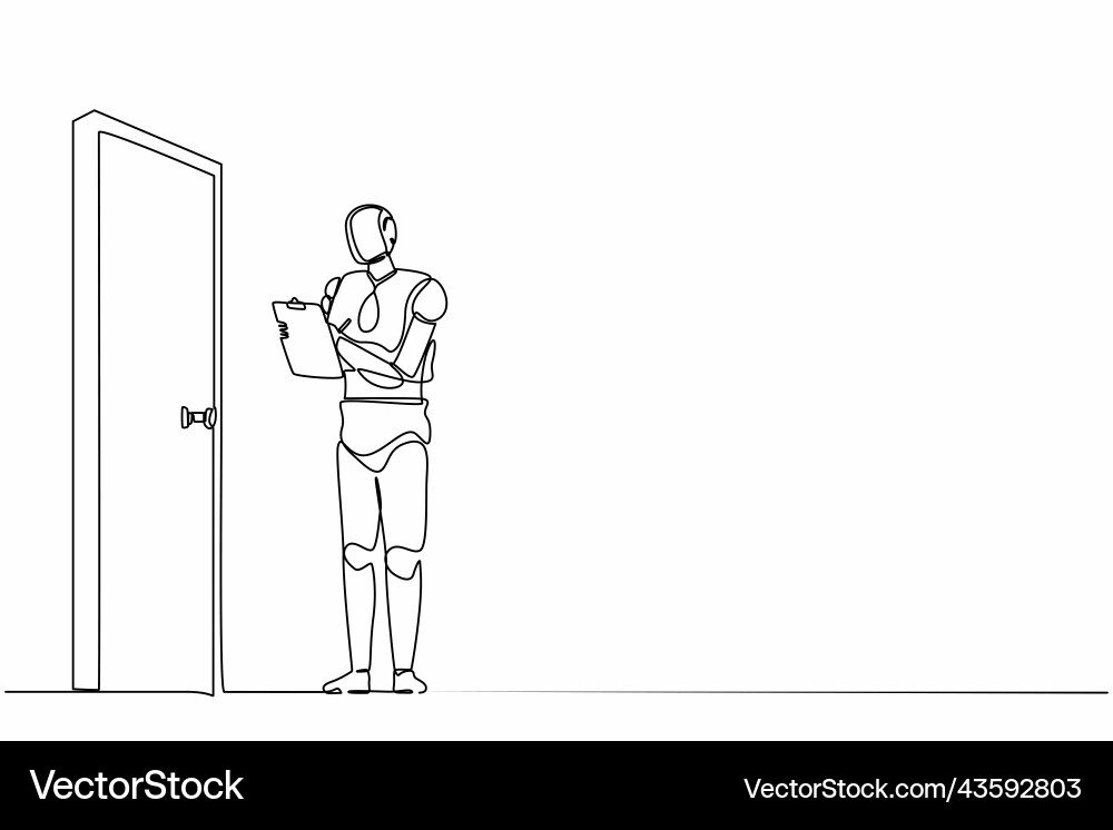 Continuous one line drawing robots standing Continuous one line drawing robots standing vector image