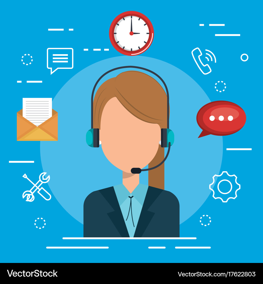 Customer service agent with settings Vector Image