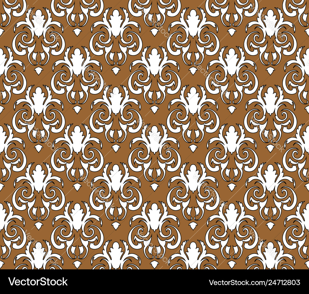 Damask seamless outline pattern Vector Image