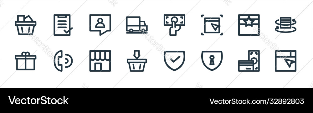 Flat ecommerce line icons linear set quality Flat ecommerce line icons linear set quality vector image