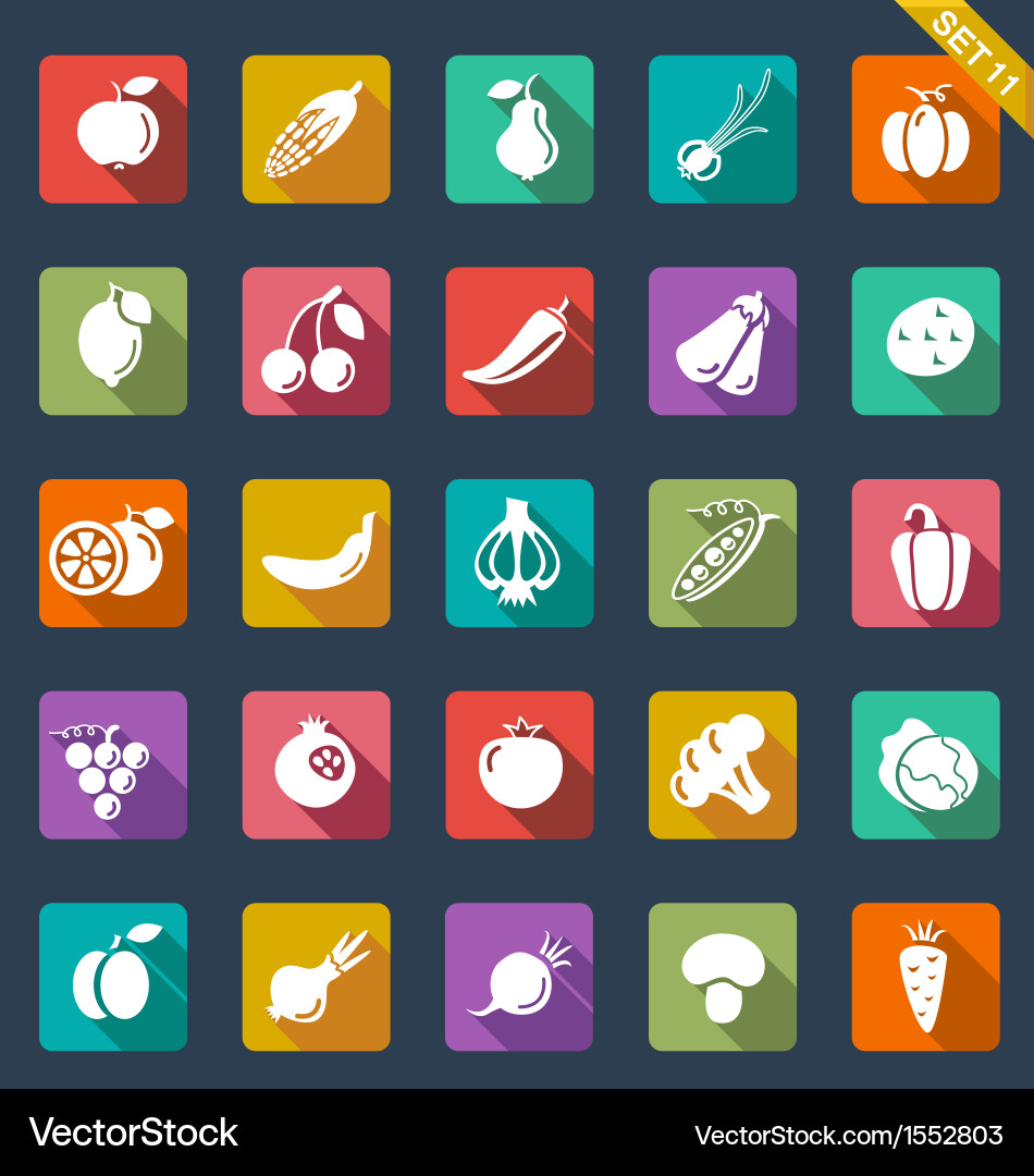 Fruit and Vegetable Icon Set Royalty Free Vector Image
