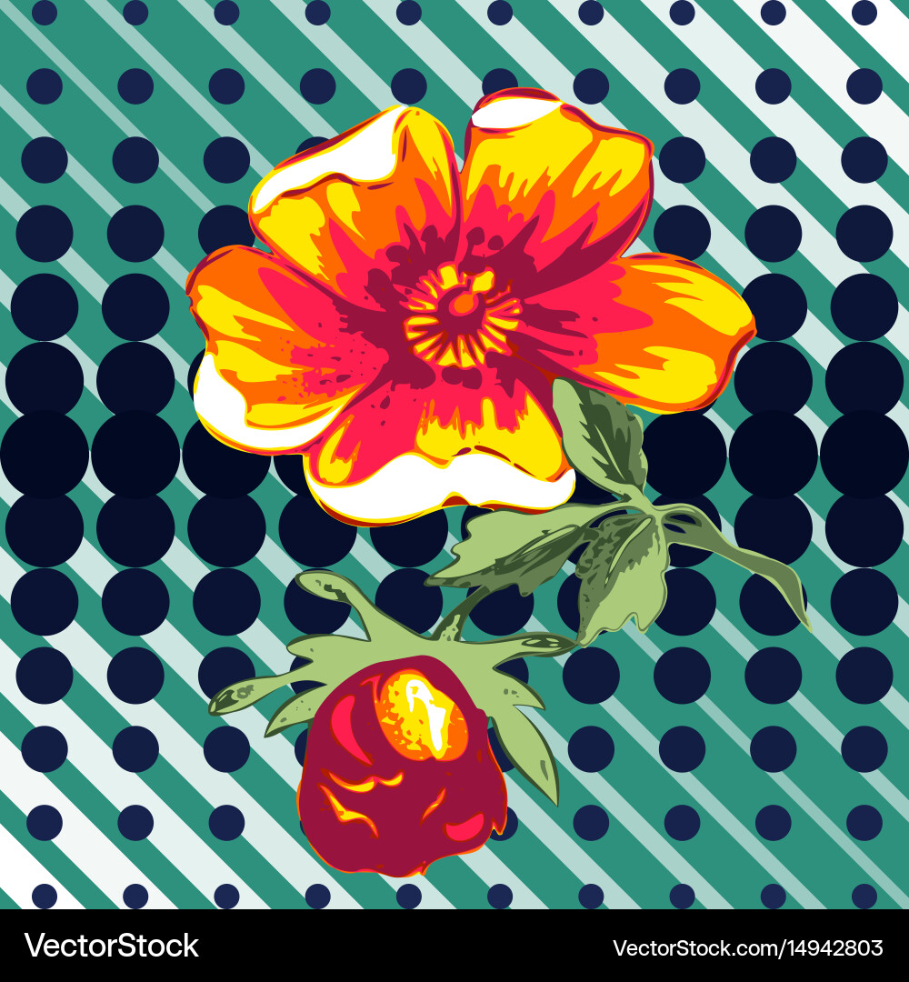 Hand gezeichnete Blume Rosen tropischen Jahrgang vektorbild