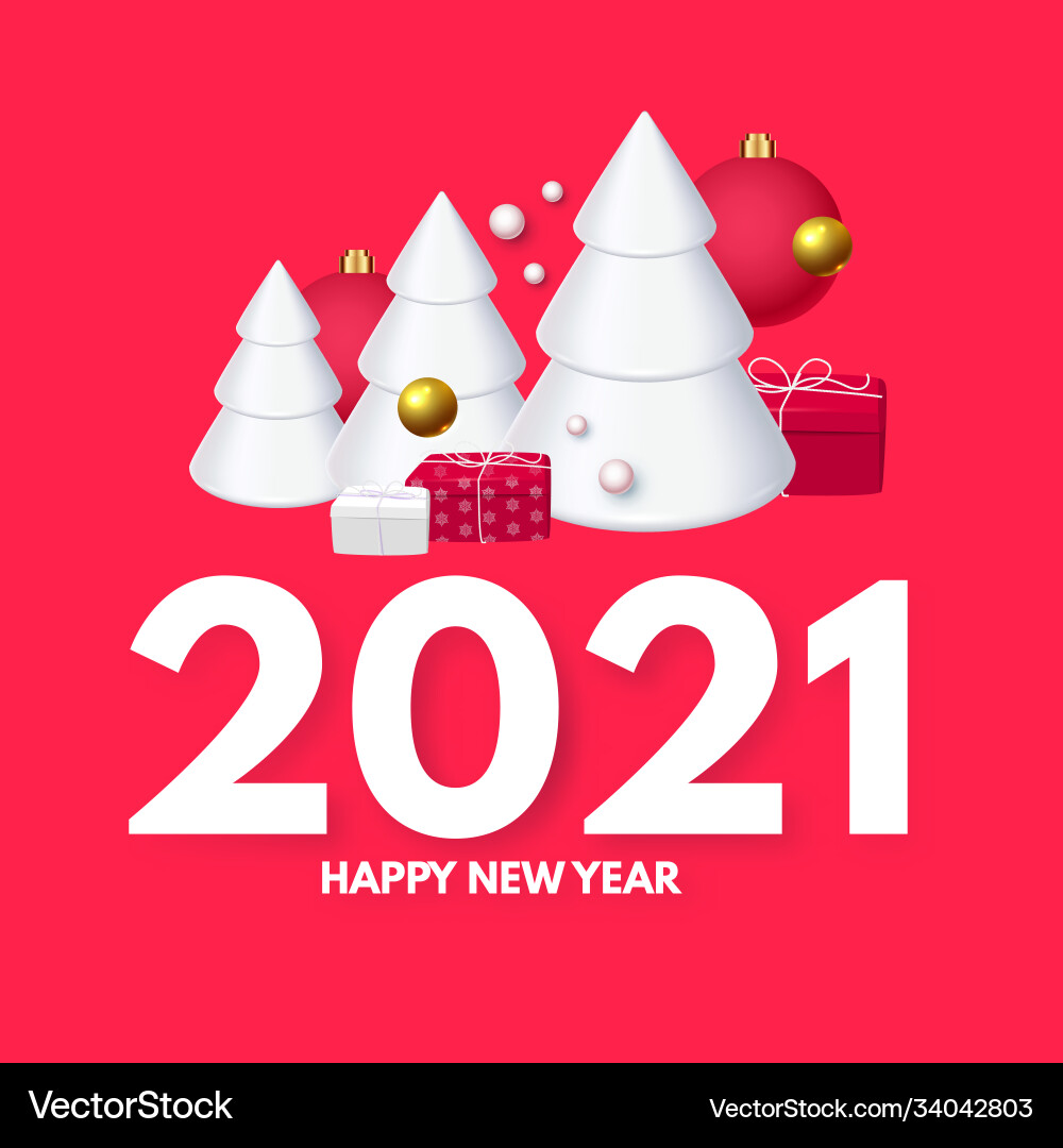 Happy new 2021 year design template with 3d Vector Image