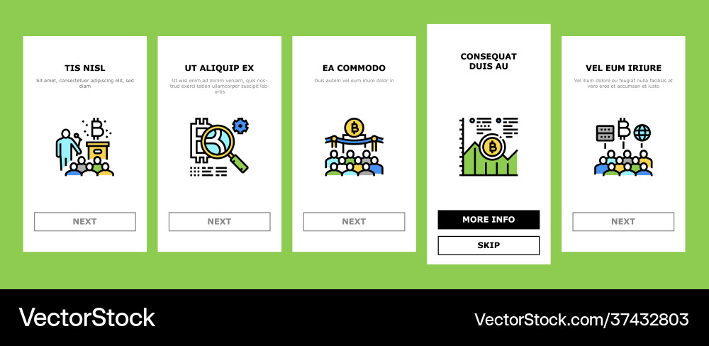 Ico initial coin offer onboarding icons set Ico initial coin offer onboarding icons set vector image