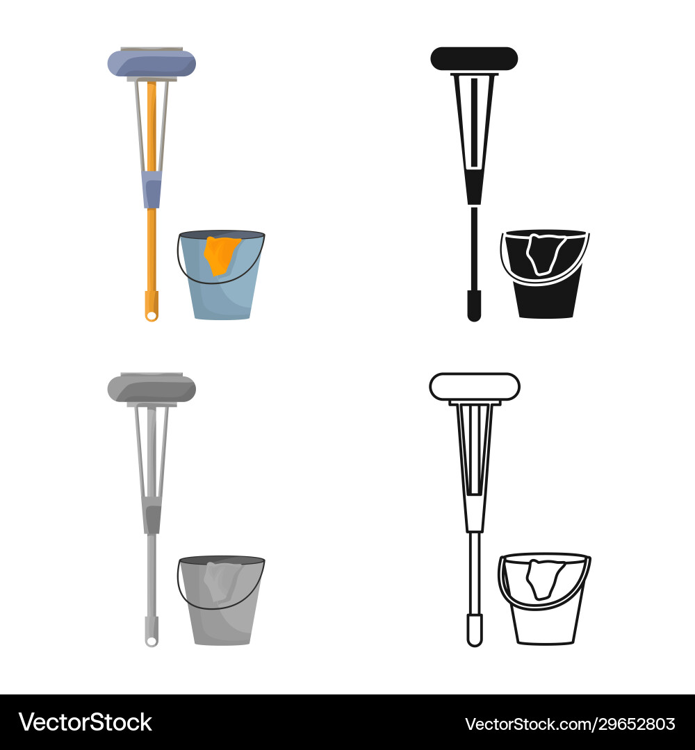 Isolated object bucket and broom icon set Vector Image