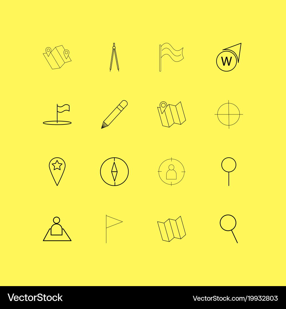 Map and navigation linear icon set simple outline Vector Image