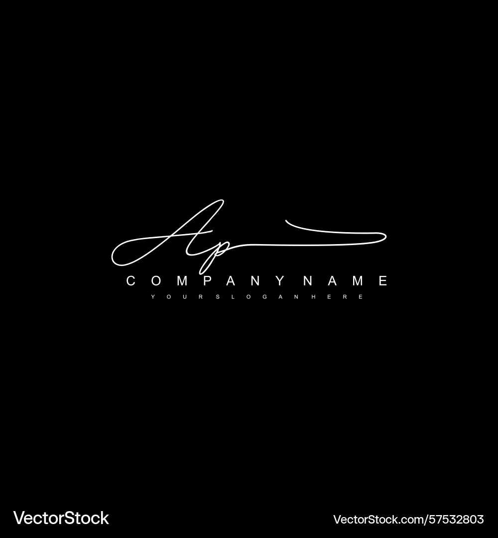 Minimal signature logo design with ap initials Vector Image