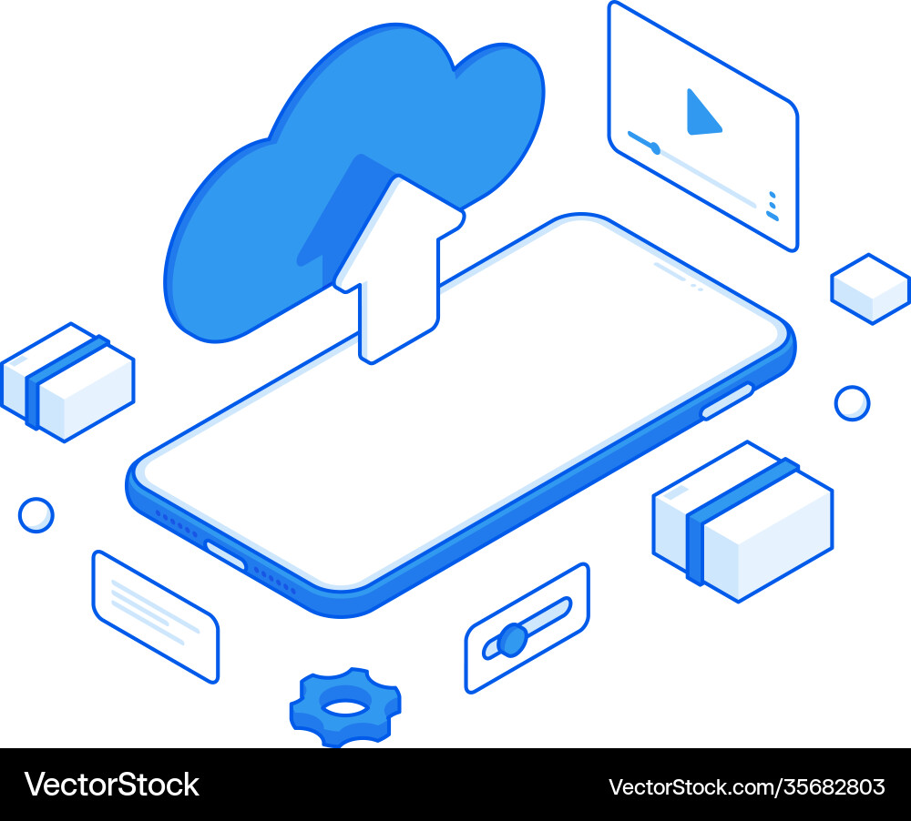 Mobile Data Cloud Sync Vector Image