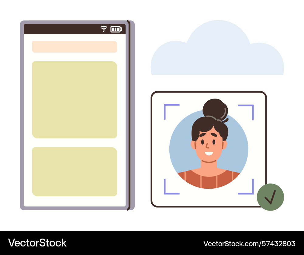 Mobile face recognition and cloud data integration Mobile face recognition and cloud data integration vector image