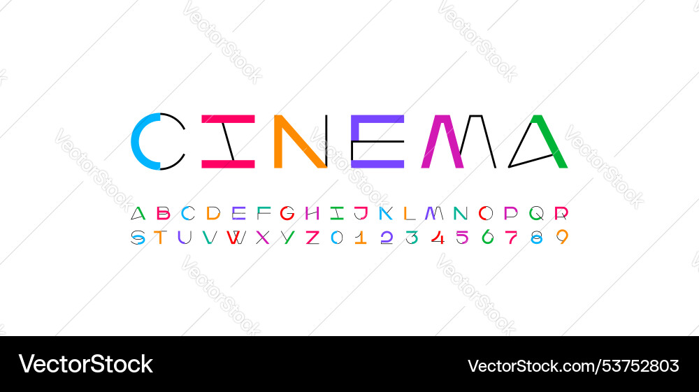 Modern font multi-colored alphabet vector image