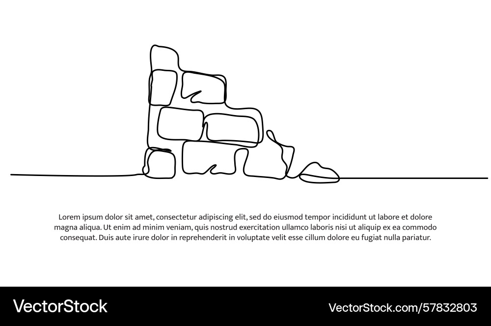 One line of building debris abstract minimal Vector Image