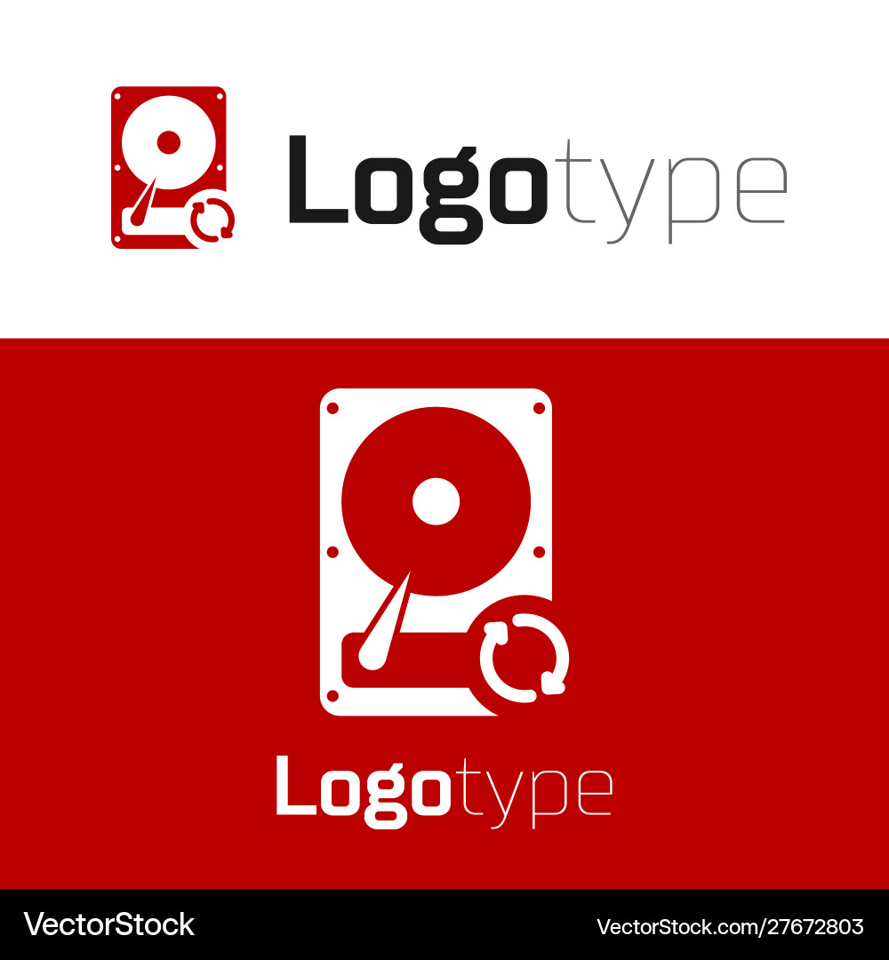 Red hard disk drive hdd sync refresh icon isolated Red hard disk drive hdd sync refresh icon isolated vector image