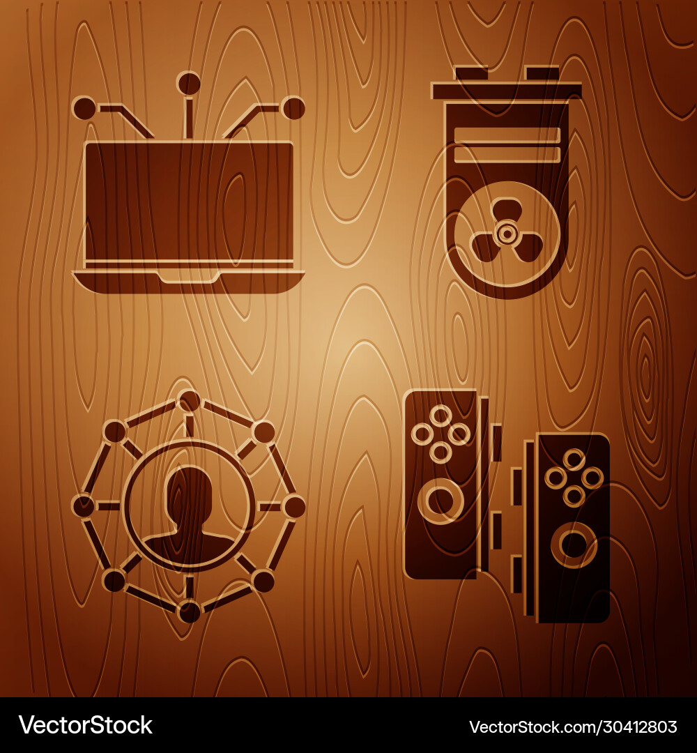 Set gamepad laptop project team base and video Vector Image