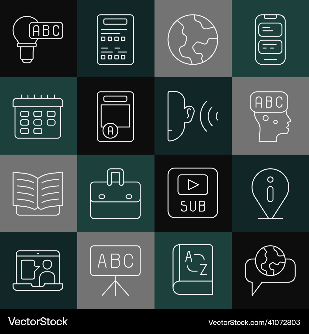 Set line learning foreign languages information Set line learning foreign languages information vector image