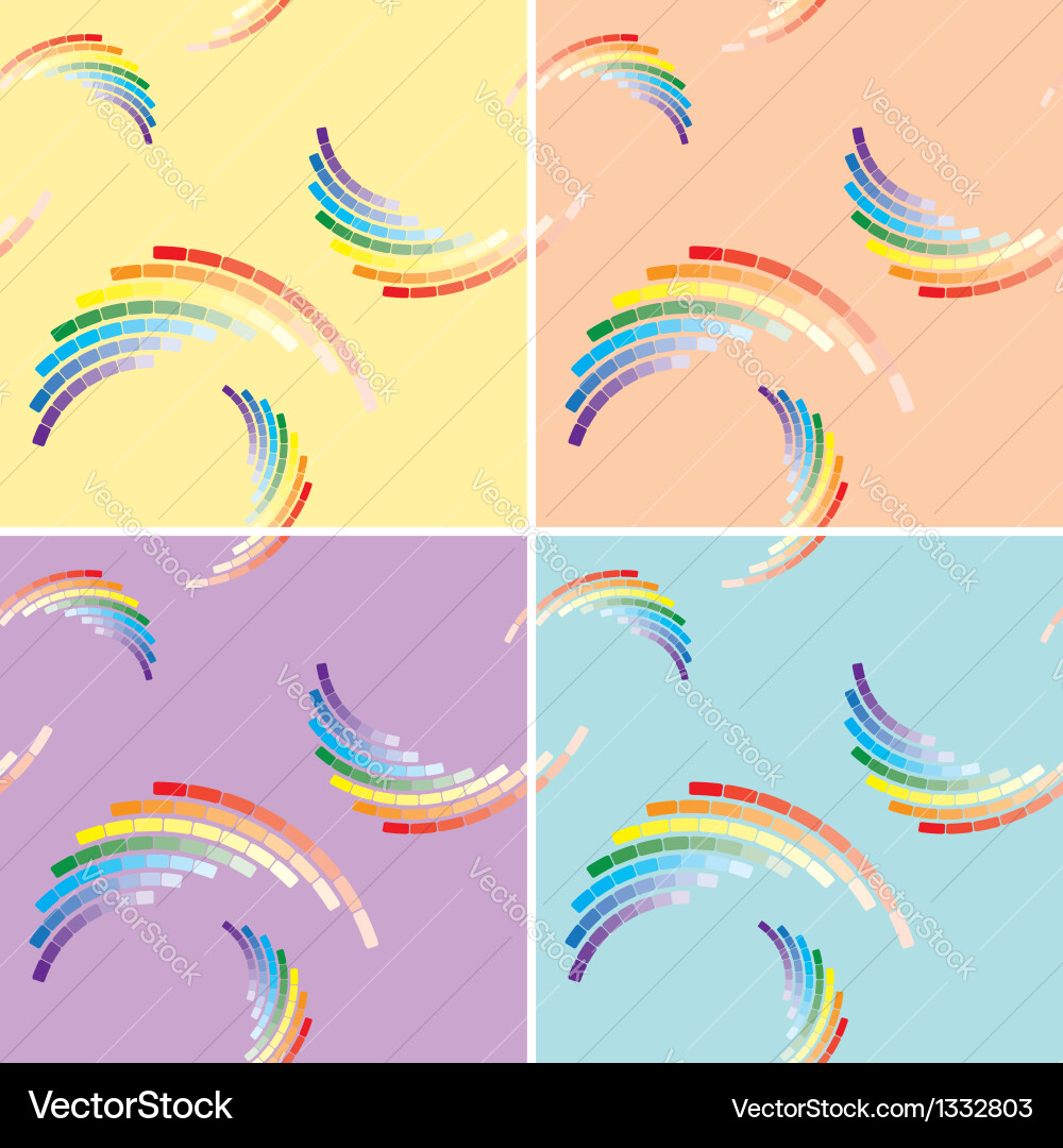 Set of four seamless patterns with rainbow Vector Image