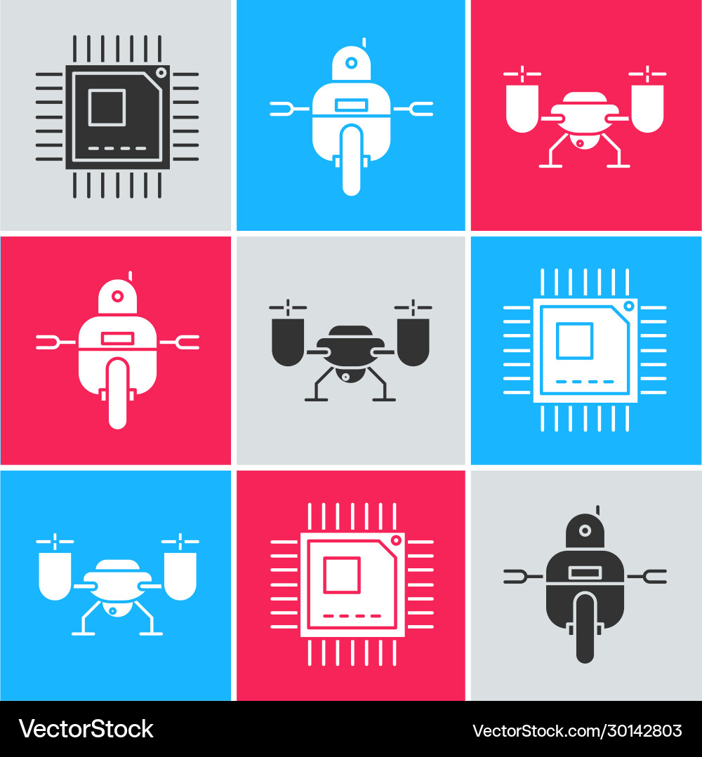 Set Prozessor mit Mikroschaltungen cpu Roboter Set Prozessor mit Mikroschaltungen cpu Roboter vektorbild