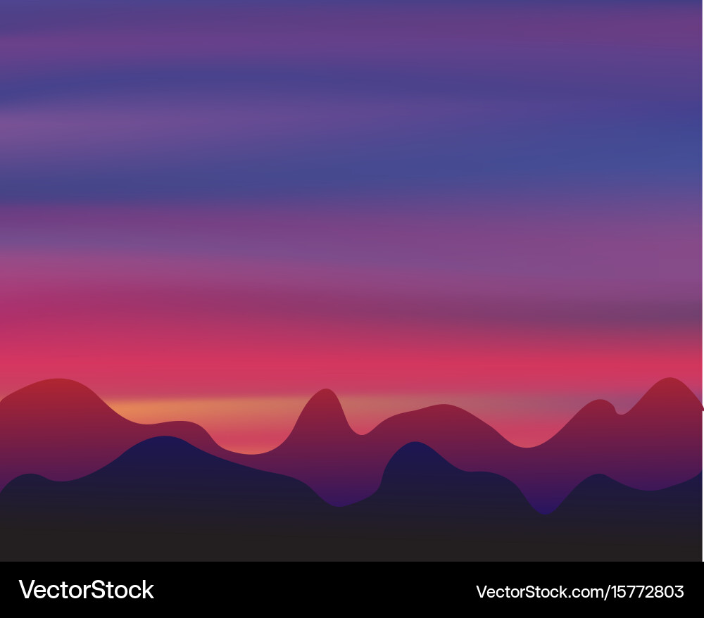 Silhouette mountain on sunset background twilight Vector Image