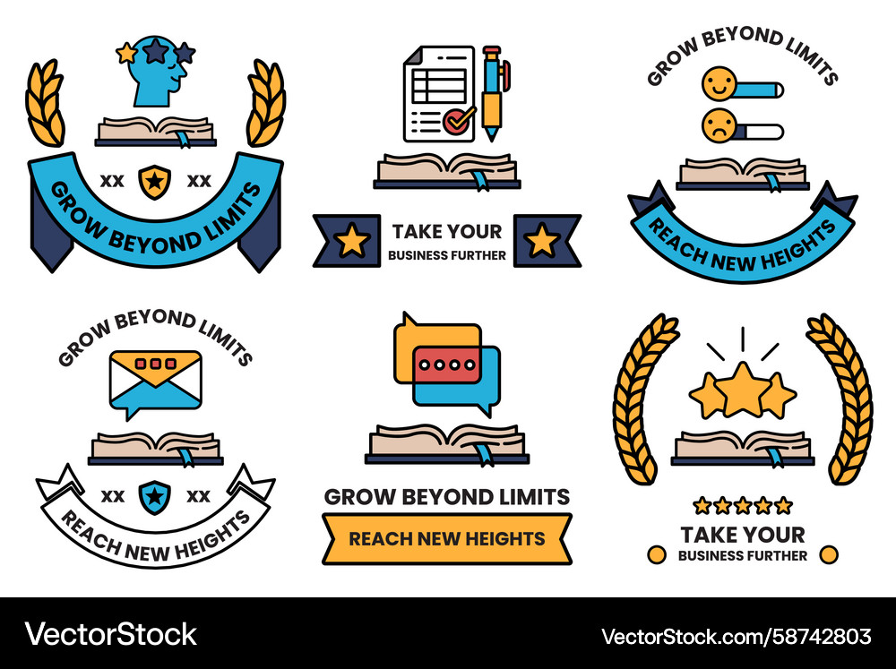 Six Diverse Badge & Emblem Collection Vector Image