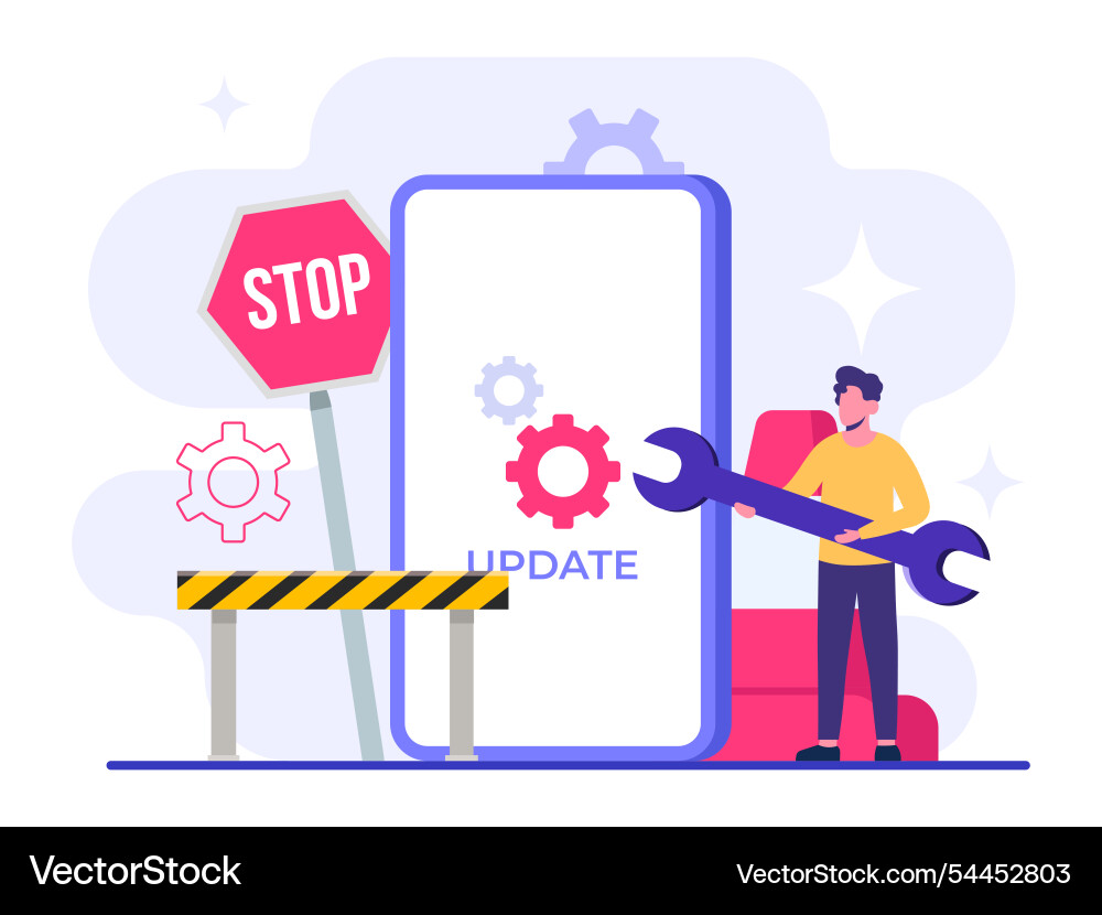 Smartphone with software update screen flat Smartphone with software update screen flat vector image