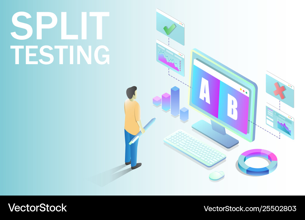 Split testing concept for web banner Split testing concept for web banner vector image