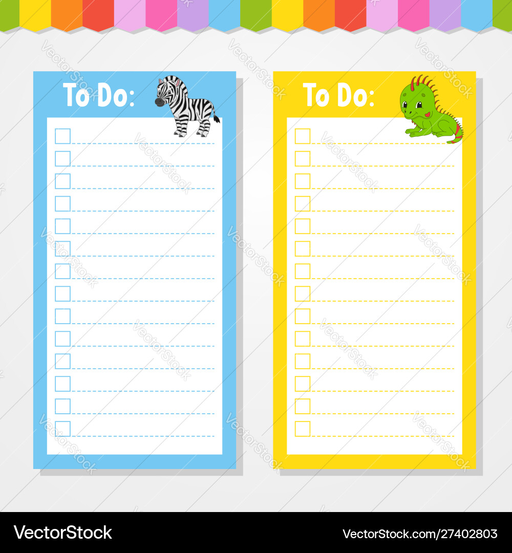 To do list for kids empty template isolated color To do list for kids empty template isolated color Vector Image