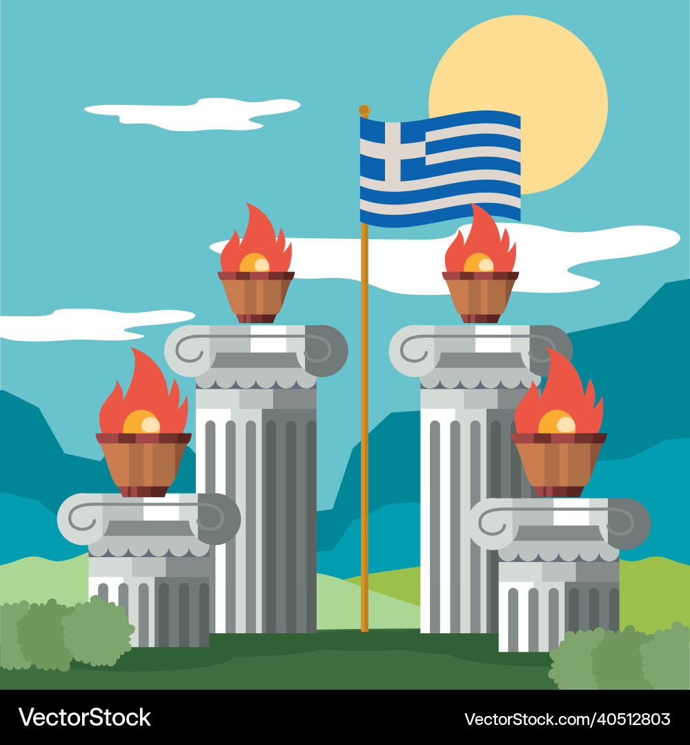 Torchs and columns Vector Image