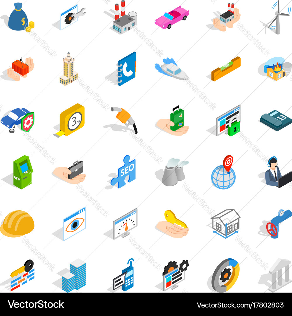 Trouble icons set isometric style vector image