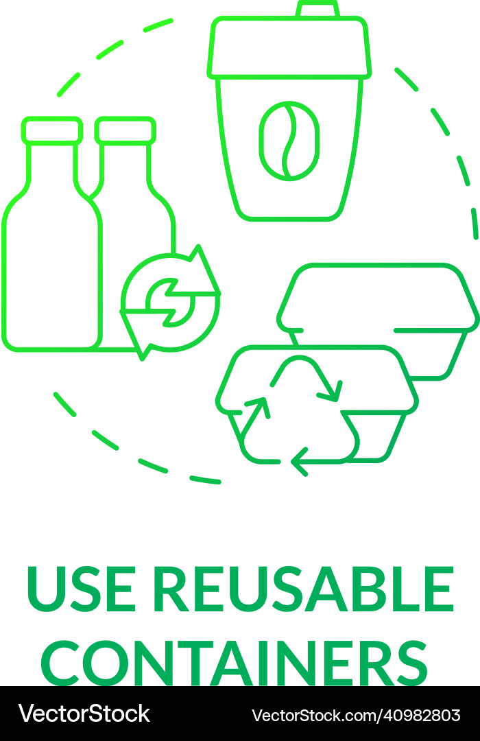 Use reusable containers green gradient concept Use reusable containers green gradient concept Vector Image