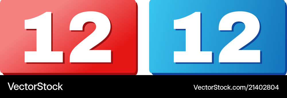 12 text on blue and red rectangle buttons vector image