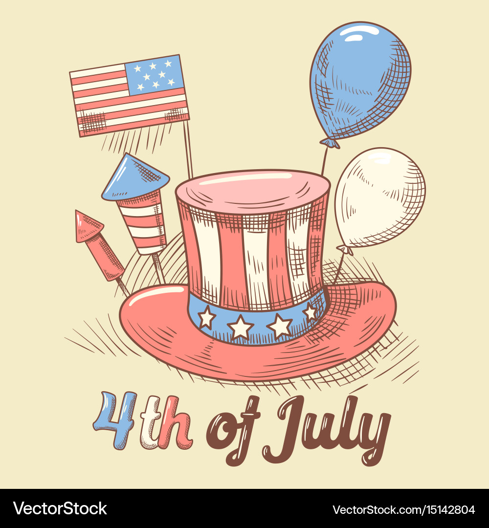 4th of july usa independence day hand drawn design Vector Image