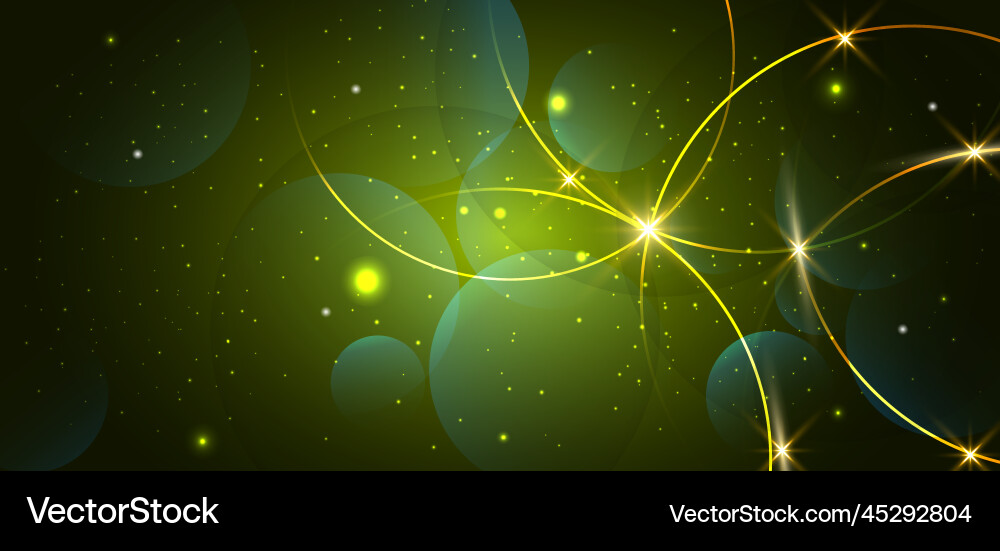 Abstract gold circles lines overlapping on green Abstract gold circles lines overlapping on green vector image