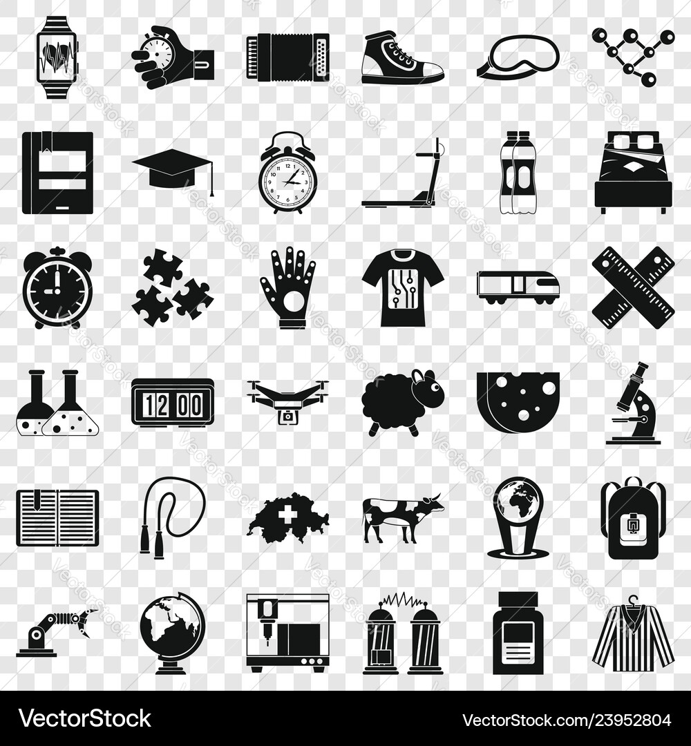 Alarm clock icons set simple style Vector Image