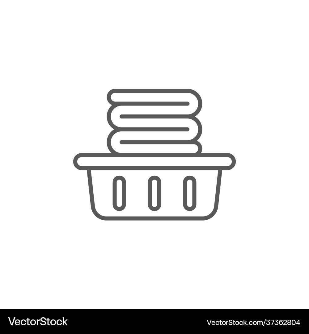 Basket with folded towels line icon linear style Basket with folded towels line icon linear style Vector Image