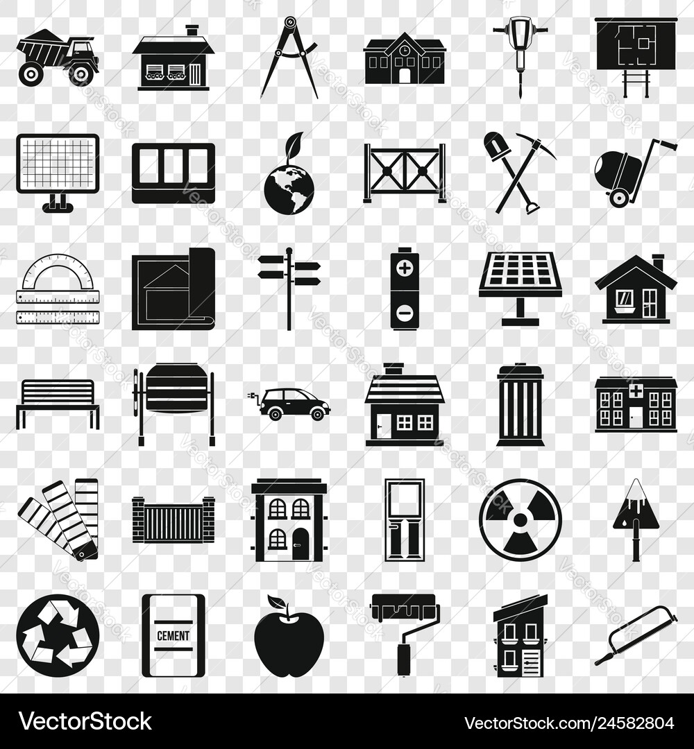 Building icons set simple style Building icons set simple style Vector Image