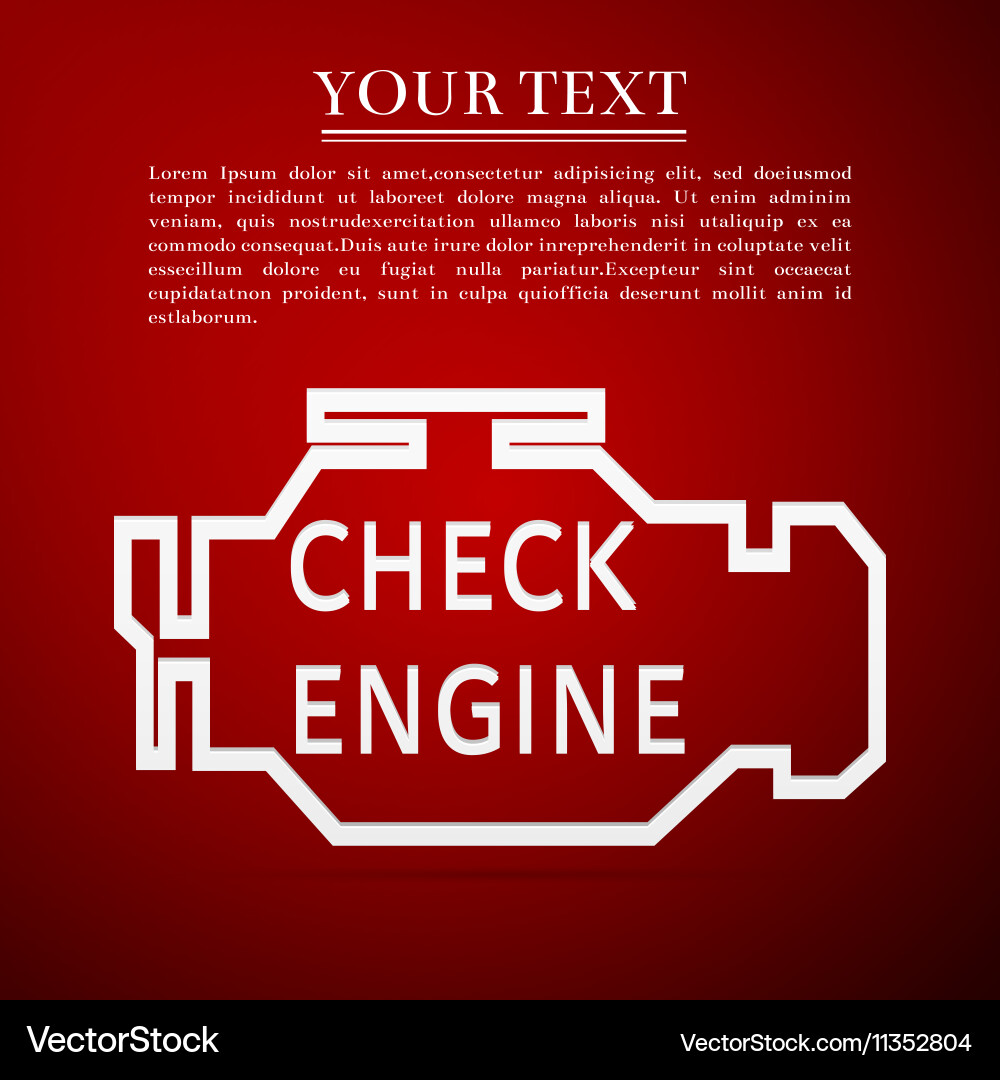 Check engine flat icon on red background Vector Image