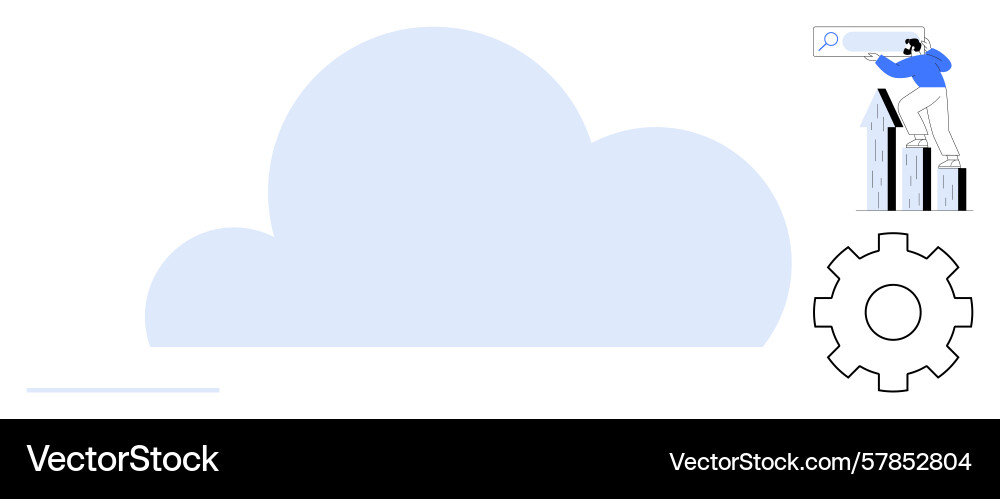 Cloud computing concept with user searching data vector image