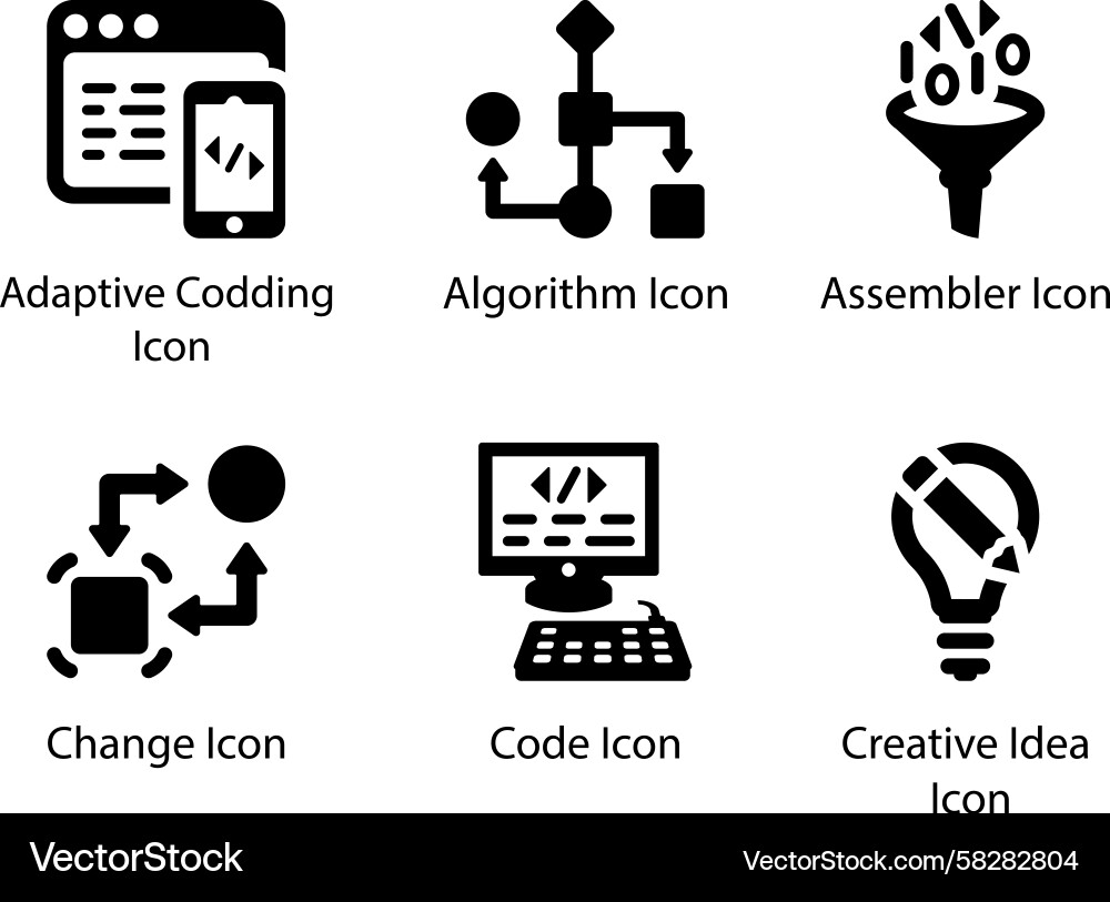 Codierung Algorithm Icon Set ändern Vektorbild