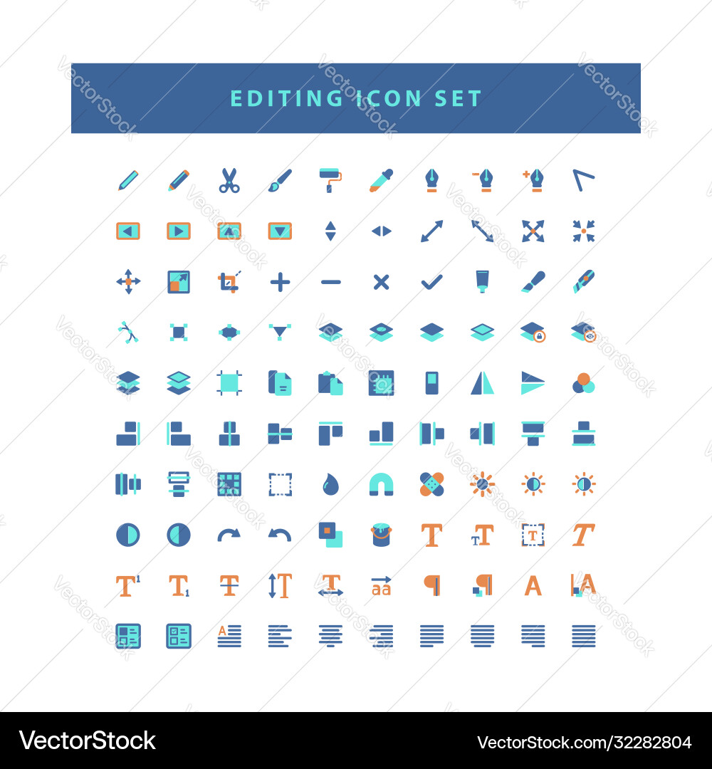 Collection editing tool software icons set Collection editing tool software icons set Vector Image